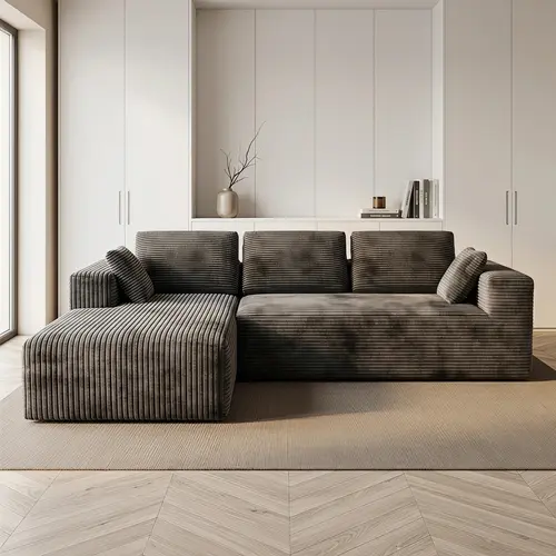 DIGWAC 106" L-Shape Modular Sectional Sofa with 49" Chaise Lounge, Upgraded Independent Pocket Spring Base, Soft Corduroy-Velvet Fabric Feels Luxe, Memory Foam Padding, Multi-Position Recliner Sofa, 6 Colors for Sofas Living Room, Instant Room Upgrade,soh