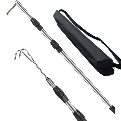 GJANSH 6.5Ft Truck Bed Cargo Retriever, Heavy Duty Pickup Cargo Grabber Reach Pole with Storage Bag, Telescoping Truck Bed Grabber Pole with 2-Style Hooks, Black toolupgrade