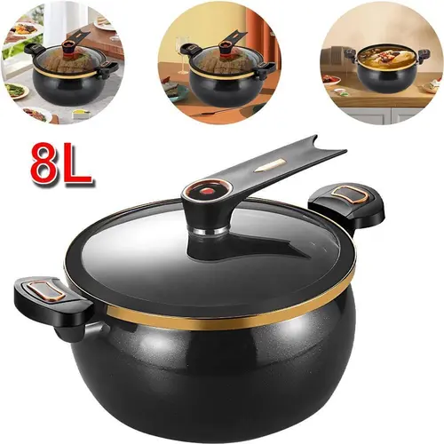 Large Capacity Stockpot with Twist Lock Handle for Quick Cooking, Non-Stick 8.45QT Multi-Purpose Cooking Pot, Multifunctional Soup Pot#DealsForYouDays,home essentials,sohochic