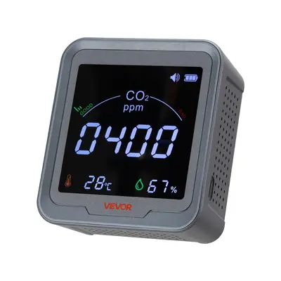 【fathersdaygift】VEVOR Carbon Dioxide Monitor,CO2 Controller with Temperature and Humidity DisplayNDIR SensorCarbon Dioxide Detector for BedsideHomeOfficeCarLightweight & Portable