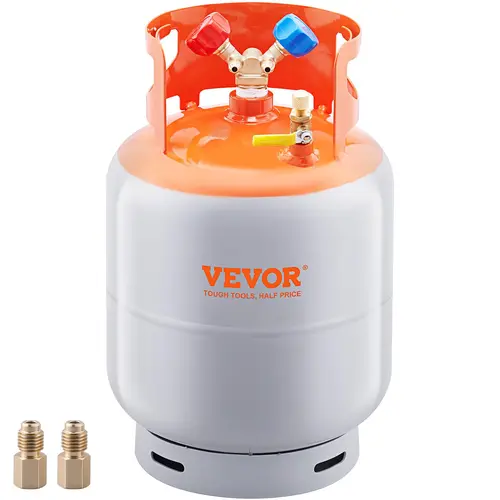 【Summerfinds】VEVOR Refrigerant Recovery Tank,30 LBS Capacity400 psi Portable Cylinder Tank with Y-Valve for Liquid/VaporHigh-sealing Recovery Can for R22/R134A/R410AOrange+Gray, Reusable, Durability