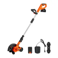 【toolupgrade】VEVOR Portable Cordless Battery-Powered Lawn Edger & Trimmer, 8.8" Wide Cut High-Carbon Steel Blade, 4000 mAh Battery & Charger Pack, Adjustable Depths (3-Position), Ergonomic Handle, Dualwheel Tool for Edge Maintenance, Crisp Driveway Trim