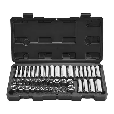 【fathersdaygift】VEVOR 46-Piece Socket Wrench Set1/4 inch DriveSAE & MetricDeep & StandardChrome Plated CR-V Alloy Steel Repair ToolkitCar & Automotive Tools with Storage Case for Automotive Repair
