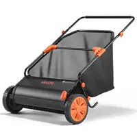 VEVOR 26" Path Garden Tool Push Lawn Sweeper, 7 cu.ft. Hopper Bag, 10-Level Brush Height, Adjustable Handle, Smooth PP+Rubber Wheels, Metal Frame for Leaf Cleaning & Concrete Surfaces,toolupgrade