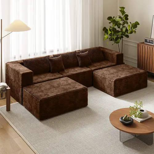 DIGWAC Modern Freedom U-Shaped Corduroy Modular Sectional Sofa - Durable Couch, Boneless Couches Design, Deep Seat, Comfortable Cushion, Flexible Layout, No Assembly Required, Ready-to-Use for Homes, Apartments, Unpack & Go,sohochic