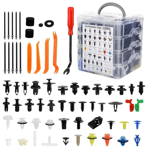 1240 PCS High-Impact Nylon Car Retainer Clips & Fasteners Kit - 32 Universal Sizes for Bumper, Fender, Door Panel Push-In Trim, 10 Cable Ties, Removal Tool for Toyota, Ford | Car Accessory, Auto Accessories for DIY Fixes Save Labor Cost, DIY Repair,sohoch