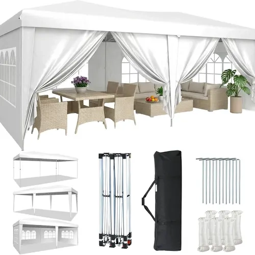 Aoxun Pop Up Canopy Tent - 6 Removable Sidewalls, 1-Push Setup, Waterproof Canopy Shelter with 3 Adjustable Heights, Portable Versatile Shelter Solution for Weddings, Outdoor Gatherings, Commercial Use
