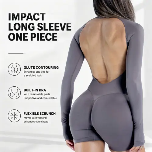 [SIZE UP 1] DEEFY Impact Long Sleeve One Piece Unitard Fitness Gym Bralette Soft Workout Activewear Minimalist [STRONG COMPRESSED] #BackToSchool