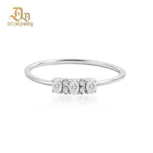 Delzzad 14K Gold-Plated 0.2ct Moonlight Pebbles Ring Oval Ring Band VVS Synthetic Moissanite Ring Jewelry Perfect Birthday Engagement Wedding Anniversary Christmas Valentine's Day Mother's Day Gift