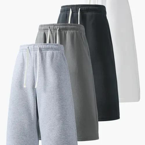 Men’s summer casual athletic shorts, three-quarter length, loose straight fit, comfortable breathable fabric