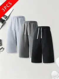 Men’s summer casual athletic shorts, three-quarter length, loose straight fit, comfortable breathable fabric, suitable for running, fitness, training, and other outdoor sports.