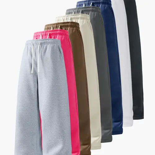 Men’s spring/autumn casual athletic knit long pants, loose straight-leg fit, simple and versatile sweatpants suitable for jogging, fitness, and other outdoor activities.