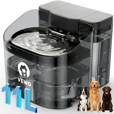 VEWO 11L Dog Water Fountain for Large Dogs, No-Spill Pet Water Dispenser with Deep Basin, BPA-Free Ultra-Quiet Dog Water Bowl for Big Breeds and Multi-Pet Homes