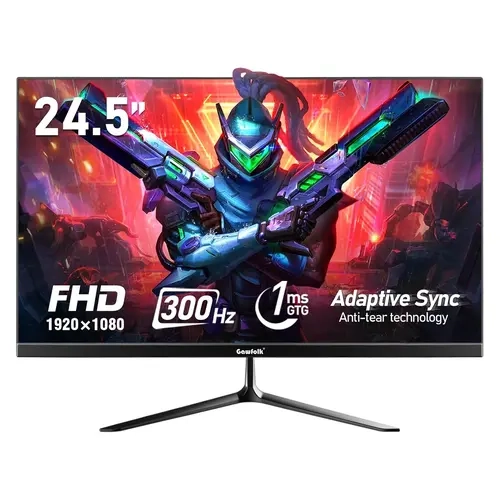 Gawfolk 24.5 Inch PC 300/200Hz Gaming Monitor, FHD 1080p Screen,Adaptive Sync,1ms Without Bezel, 98% sRGB, 178 ° Angle View, HDMI、DisplayPort, Compatible with Wall mounting 75 * 75MM - Black