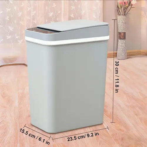 HOT! Grey 12L ABS Plastic Smart Sensor Bin - 2 AA Battery-Operated Auto Open Touchless Bathroom Trash Can, Compact Kitchen Trashcan for Restrooms/Kitchens (23.5cm*15.5cm*30cm),sohochic
