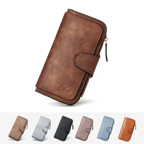 CLUCI Women's RFID Blocking Foldable Trifold Wallet - Premium Synthetic Leather Feels Luxe, Fashion, Casual, Lightweight, ID Window, Credit Card Slots, Metal Zipper Adds Lasting Strength, Back to School Gift