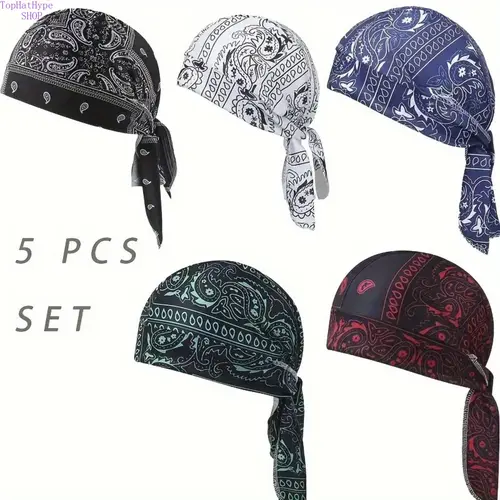 Female 5-Pack Cooling Tech Helmet Liner Caps - Stretchy Helmet Hat, Moisture-Wicking Breathable Skullcap Hats, Adjustable Biking Head Wraps for Motorcycle Cycling Outdoor Activities, Sports Outdoor Hats,sohochic