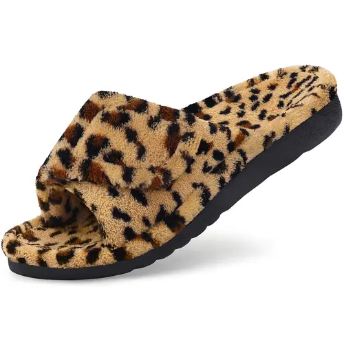 KIDMI Orthopedic Slippers for Women Arch Support Indoor House Slippers Adjustable Open Toe Corduroy Bedroom Shoes with Memory Foam for Plantar Fasciitis Soft Walking Shoes Footwear
