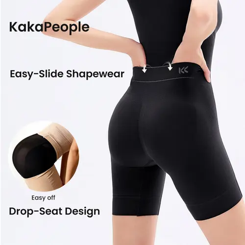 (KakaPeople Easy-Off Bodysuit) Tummy Control Butt Lifter Faja Bodysuit, Back Support Scrunch Back Open Design, Postpartum Recovery Full Body Shaper with Cotton Gusset, Colombian Fajas Everyday Wear for Women