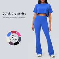 Tenwolf Women’s Yoga Outfit Short Sleeve Set, Form-Fitting Quick-Dry Long Pants Fitness Wear, High-Intensity Sports Set, 2 Piece Sets, Workout Sets Women,sohochic