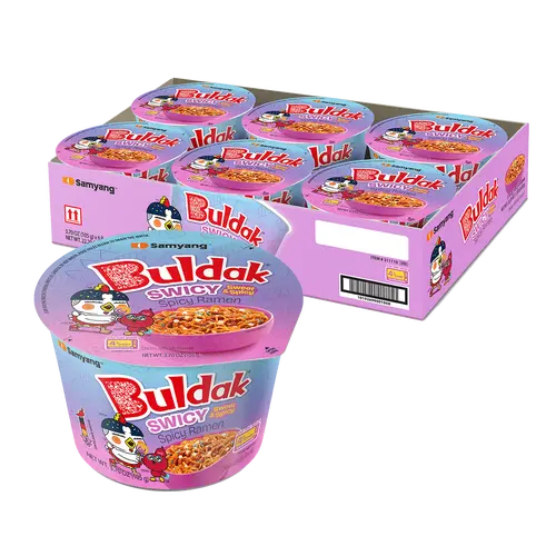 Buldak Swicy Hot Chicken Spicy Flavor Korean Big Bowl Instant Ramen Noodles (Pack of 6) - Asian Noodles, Instant Food, Ambient Cupboard Pantry Food with Easy Prep Convenience