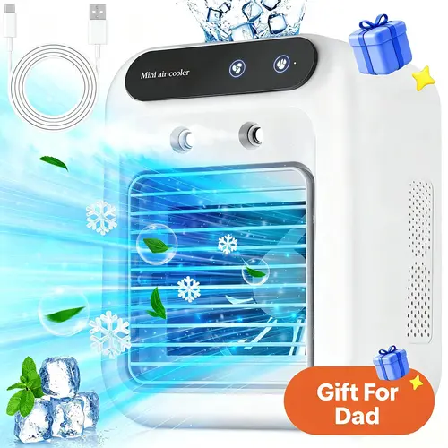 【ToolUpgrade】  2026 NEW Portable Air Cooler,3-in-1 Cooling Fan with 2 Mist Speeds – Personal Evaporative Cooler for Bedroom, Office & Camping, 1800mAh Battery & 500ml Tank Portable Air Conditioner,summerwins,dorm essentials,home essentials,toolupgrade