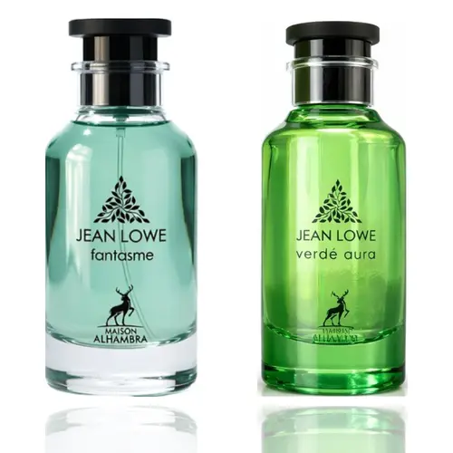 Lattafa Pre-Packed 2-Piece Unisex Fragrance Bundle - Verde Aura Jean Lowe, Fantasme Jean Lowe Aromatic Floral Lemon-Lime Duo Fragrance for Women, Aromatic Unisex Fragrance, Duo Unisex Fragrance