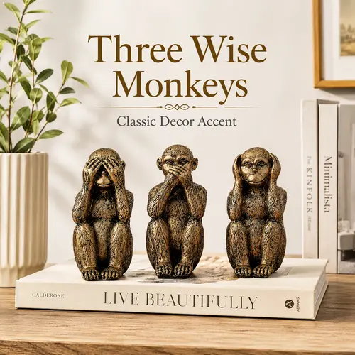 Monkey Design Resin Animal Figurines Pack - Modern Art Desktop Statue, Aesthetic Home Decor Items, Funky Unique Accent, Unique Room Decor, Fun Gift for Home Office Shelf, Statues Pack, Tabletop Decor,sohochic
