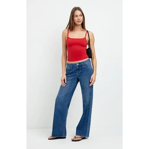 Pacsun Women's Zoe Low Rise Girlfriend Jeans Medium Blue