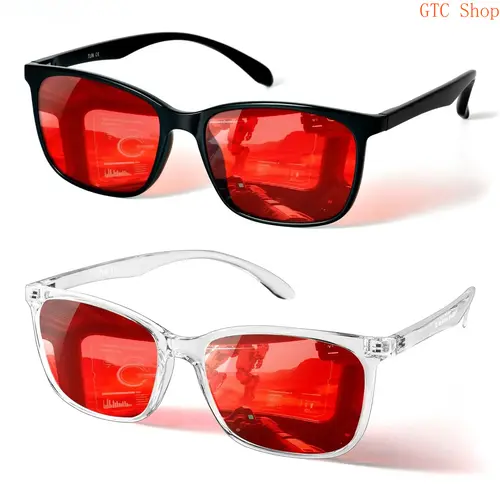 Unisex Blue Light Glasses - 99.9% Blue-Green Light Blocking, Dual AR Coatings, Lightweight TR90 Square Frame, Sleep-Aid Red Lens, Anti-Eyestrain Sports Eyewear for Computer Gaming, Daily Protection