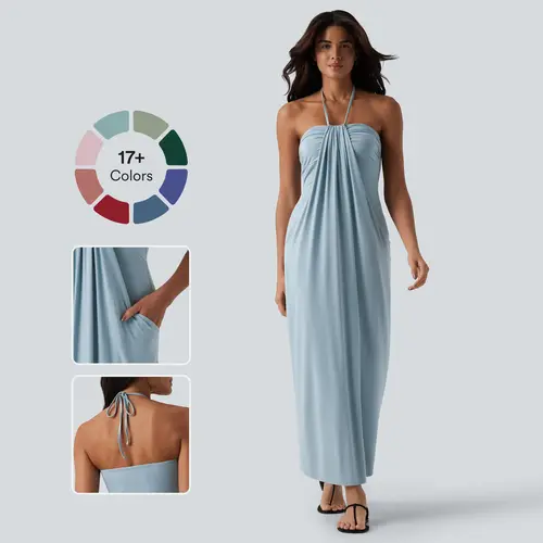 【Creator’s Pick】Halara Halter Tie Back Maxi Dress with Pockets #BackToSchool