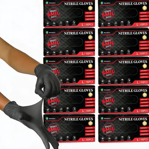 10 Boxes PROMEDIX P Nitrile Disposable Gloves,6mil-1000 Count,Gloves Disposable Latex Free,Powder Free for Cooking,Household,Food safe