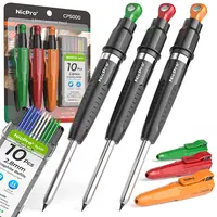 Nicpro 7-in-1 CP5000 Magnetic Mechanical Pencils (3 Pack) - Graphite, Bullet Tip, Assorted, Colorful Mechanical Colored Pencils with Sharpener, 30 Refills, Deep Hole Marker for Construction, Woodworking, Graphite Pencils