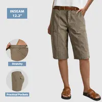 Flamingals Solid Stitch Detail High Waist Bermuda Shorts Womenswear Stretchy 12.2" Inseam Summer Vibes