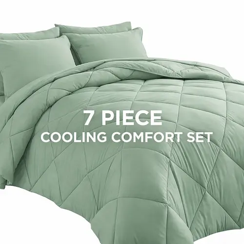 7pcs Comforter Set for kid's home, Soft Breathable Lightweight Comforter Set, All Seasons, Full/Queen/King, 1 Quilt + 4 Pillowcases + I Flat Sheet + 1 Fitted Sheet, Machine Washable, Must-Have Bedding for Home & Dorm & Halloween #tiktokshopbacktoschool, M