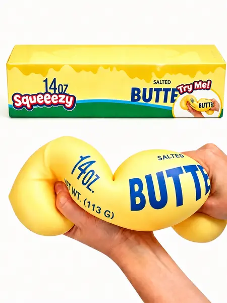 Brand New Super Soft Fast Rebound Butter Stick Squeeze Stress Toy – A Fun Unique Fidget Toy Designed to Look Like Real Food