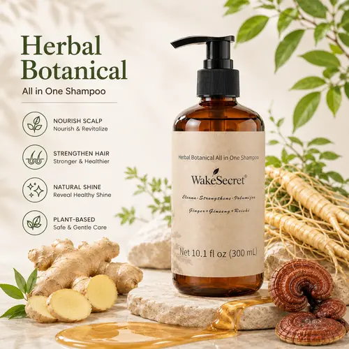 WakeSecret Plant-Based Gentle Cleansing Ginger & Ginseng Shampoo - Anti-Hair Loss, Root Strengthening, Weightless Volumizing, Oil Control - Oily Hair Growth Formula (10.1 fl oz),sohochic