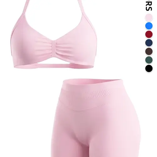 Women's Tight-Fit Halter Sports Bra with Shapewear Shorts, Sporty Workout Bra, Comfortable Lightweight Seamless Design, Ideal for Fitness, Workout and Daily Wear, Yoga Workout Bras, Lightweight Sportswear