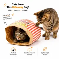 Upgrade Cat Toy Cute Large Kraft Paper Double-Layer Crinkle Bag Cat Hideout (29.53*13.78inch), Hide & Seek Play Tunnel Cat Bed Puzzle Relaxation, Cat Hideout Toy Cat Crinkle Toy for Indoor Kittens & Adult