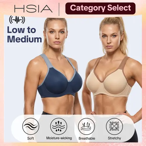 HSIA ComfyArc Hybrid Sports Bra Activewear Workout Bra for Plus size Women Soft Support Non-Padded Unlined Full Coverage, Wide Strap, Outside Underwire, Everyday Womenswear Training Bra Summer Athletic Wear，  #summerwins