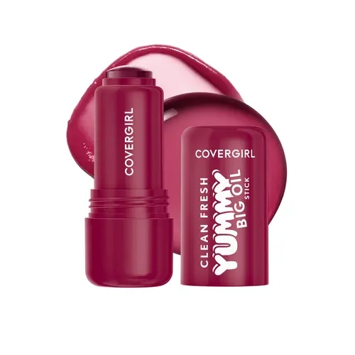 COVERGIRL Clean Fresh Yummy Big Oil Stick - Hydrating, Moisturizing, Nourishing Tinted Lip Oil with Squalane, Blueberry Infusion, and Radiant Dewy Shine