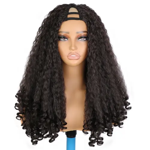 NAYASA V-Part Kinky Curly Hairwig, 24in 180% Density Synthetic Material Wigs for Black Women, Glueless Wear-and-Go Curly Hair Wigs with Bouncy End Curls, V-Part No-Lace Black Girl Hairstyles, Glueless Wigs,sohochic