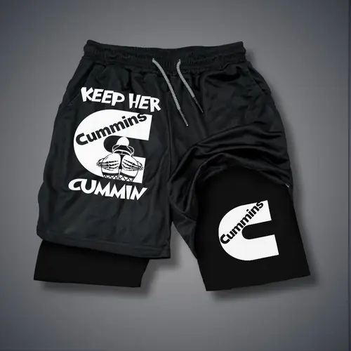 Sexy Clothing Double-Layer Sports Shorts Graphic Black Camo Shorts Streetwear Men Outfits Men Vacation Outfits