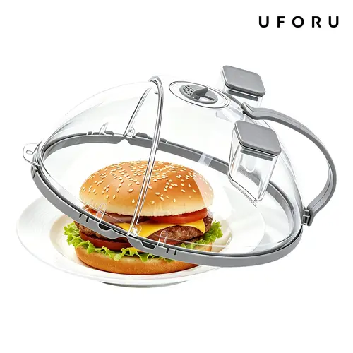 UFORU Upgraded Foldable 10-Inch Vented Microwave Splatter Cover with Dual Water Steamer, Sturdy Lightweight Handle, Hanging Dustproof Cover for Moisture-Rich Heating, Rinses Clean Fast Under Warm Water Kitchen Gadget