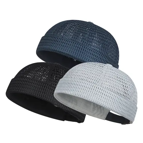 3-Pcs Brimless Mesh Baseball Cap, Large Breathable Sun Protection Men's Accessories, Adjustable Fashionable Simple Design for Men and Women (Sports & Outdoor Hat)