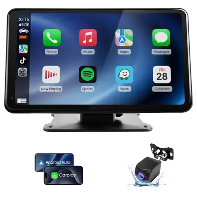 Haudio 2026 Upgraded 7in Rotatable CarPlay Touchscreen, 6m Wireless CarPlay Adapter for Android & iPhone, Car Accessories with 180° Backup View, Portable Car Stereo Upgrade toolupgrade