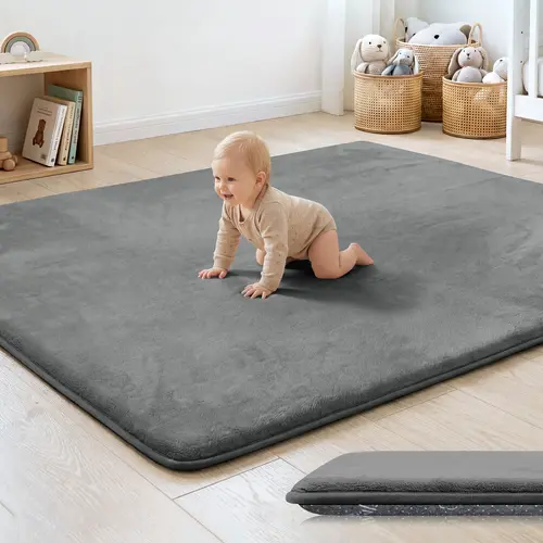 PaPaMat 1.3" Thick Baby Floor Play Mat, Basic Padded Foam Mat for Tummy Time Crawling, Non Slip Cushioned for Babies Toddlers Infants Kids