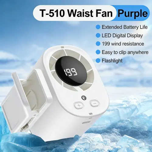 【Summerfinds】2026 Car Clip-On Fan with LED Display - 360° Rotatable, 199-Speed Adjustable, 3000mAh 20Hr Battery-Powered, USB Charging, Wearable Quiet Multi-Speed Rechargeable Portable Fan, Wearable Rechargeable Fan, Quiet Portable Fans