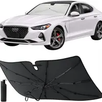 EcoNour Car Windshield Umbrella Sunshade 52"x31" - Quick Setup Auto Accessory for Small Cars, 4-Layer Reflective UV-Blocking Cooling Shield, Foldable Heat & Glare Blocker, Folds into a Pouch for Easy Storage (Check Size First)