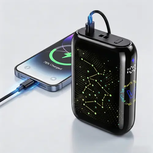 5000mAh Mini Lithium-Ion Portable Charger - 22.5W Fast Charging Mobile Power Bank, USB-C Port, LED Neon Lighting Indicators, Starry Sky Design, Cool Gadgets, Unique Gifts for Man, Devices Accessory (5000-10000mAh Range),sohochic